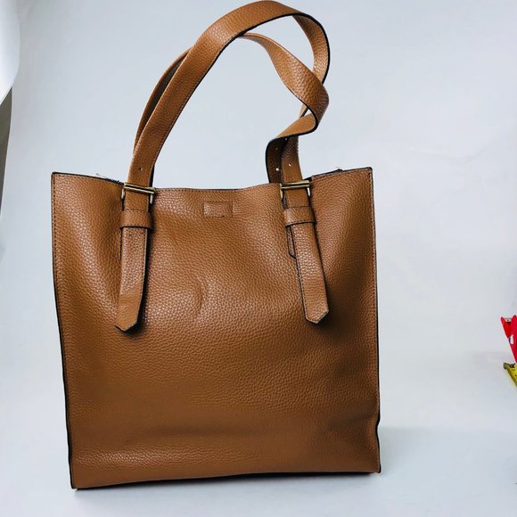 REED Tote Leather Cognac Brown Color Medium/Large - Picture 4 of 8